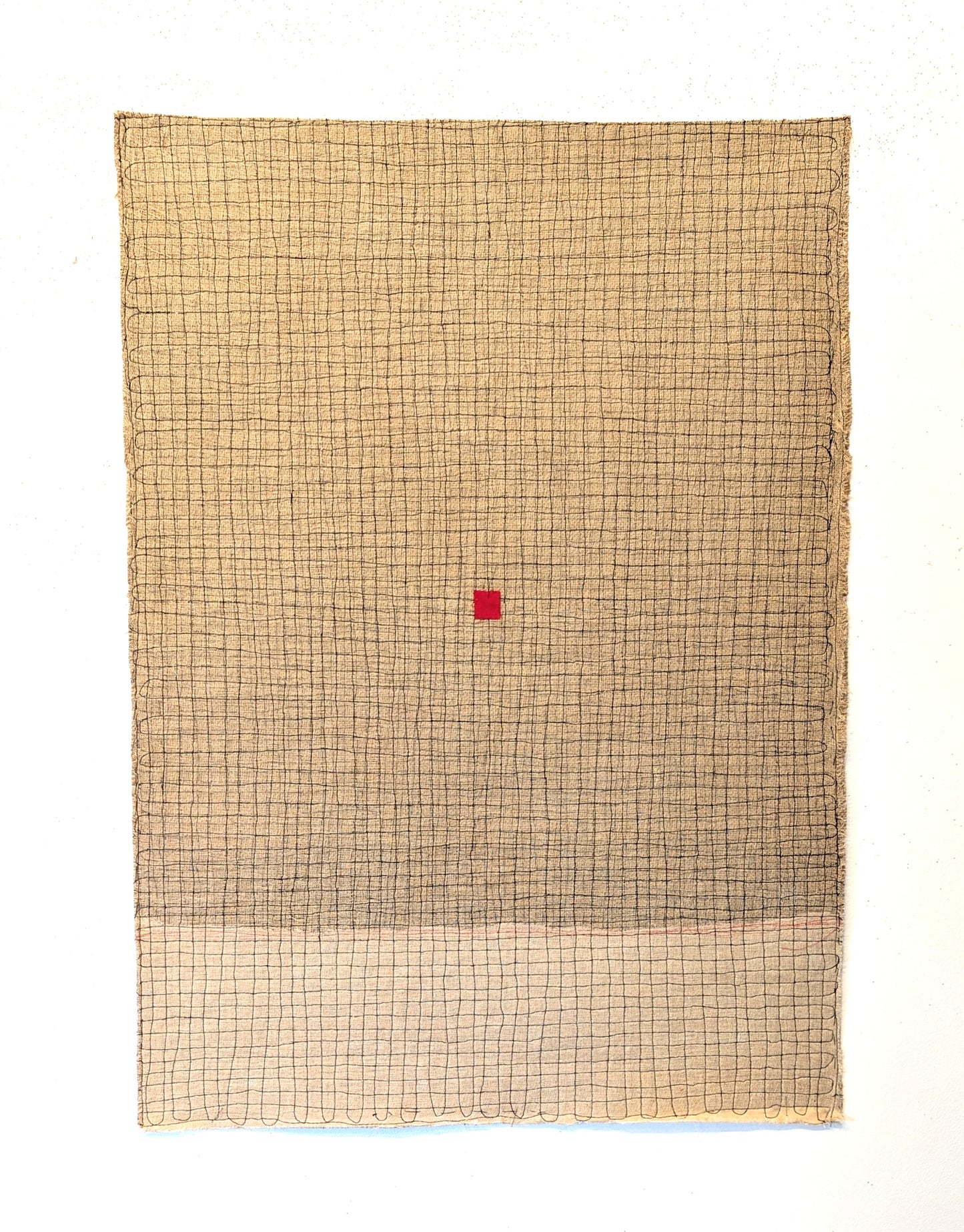 Stitched Line on Hessian with Cream