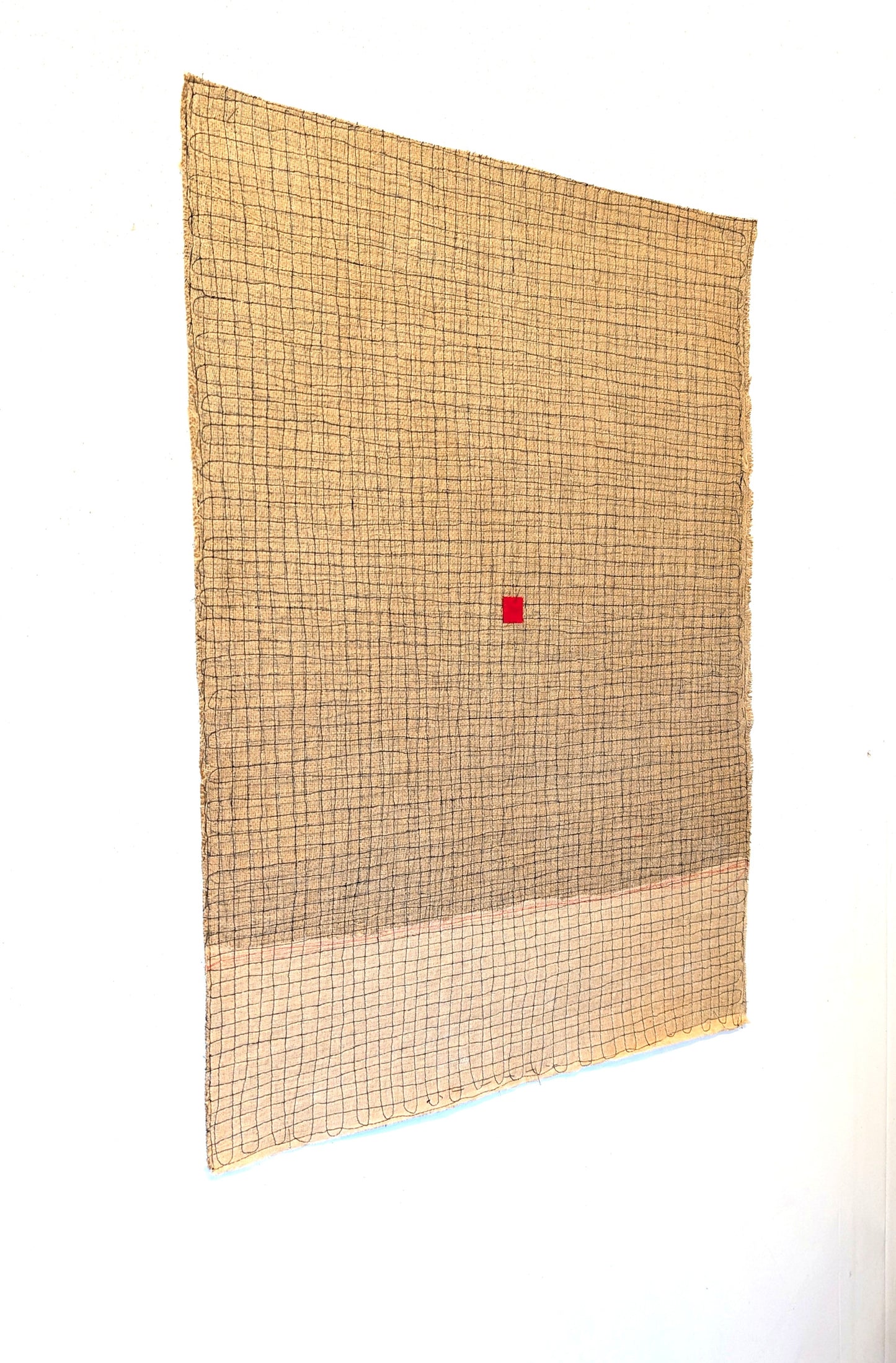Stitched Line on Hessian with Cream