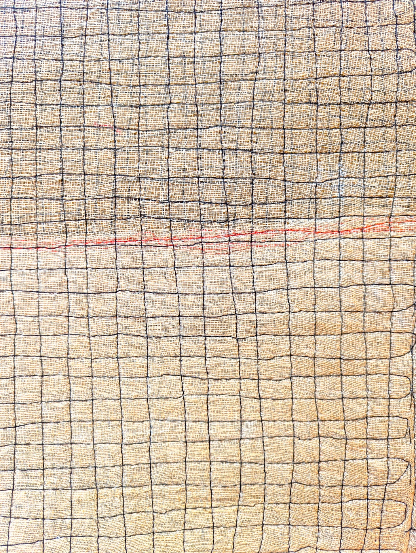 Stitched Line on Hessian with Cream