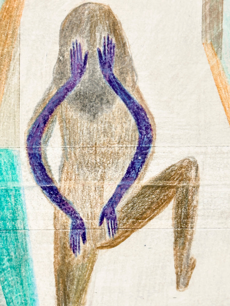 Femme aux mains bleues