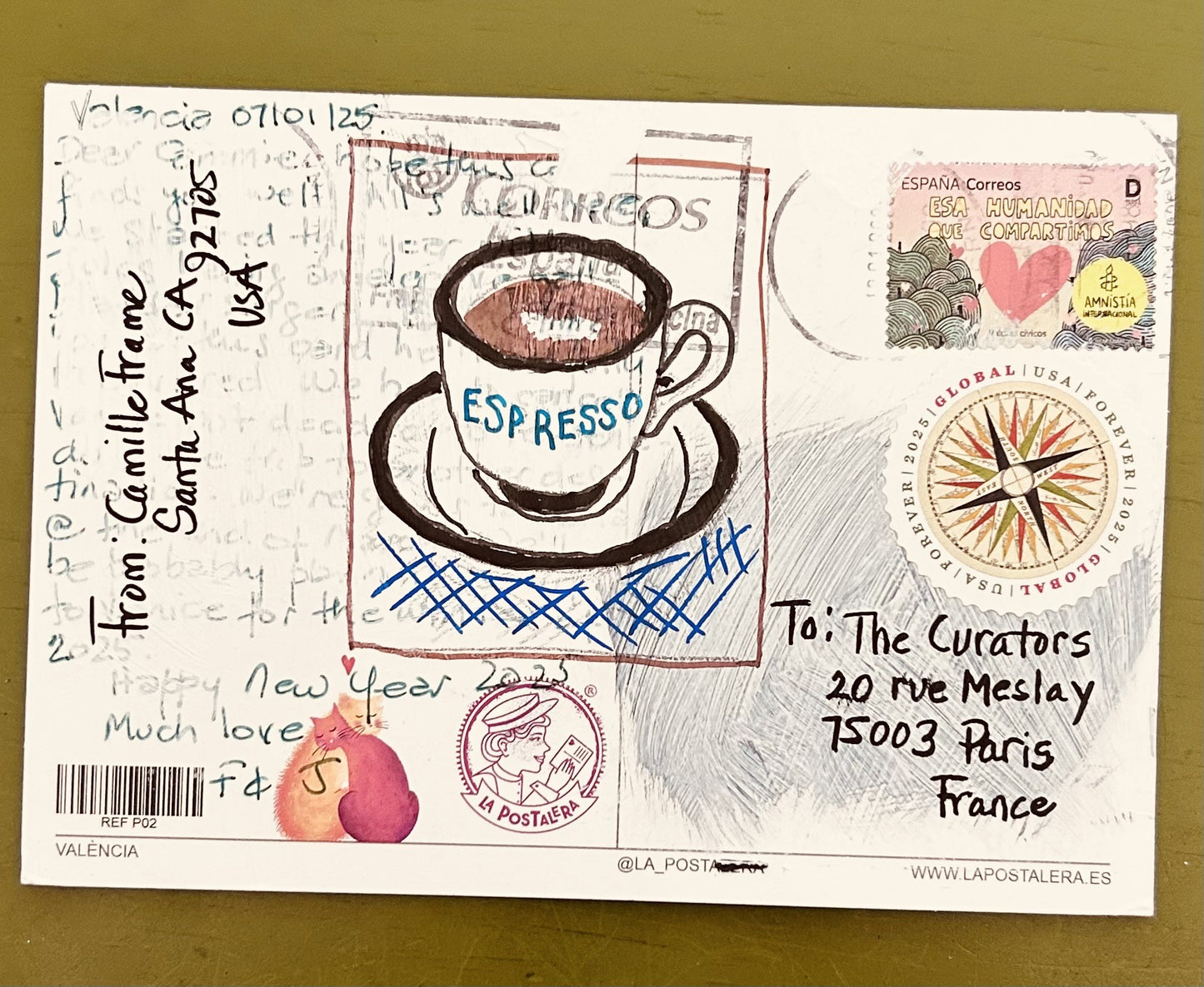 Camille Frame — Correspondances #1 — original postcard artwork