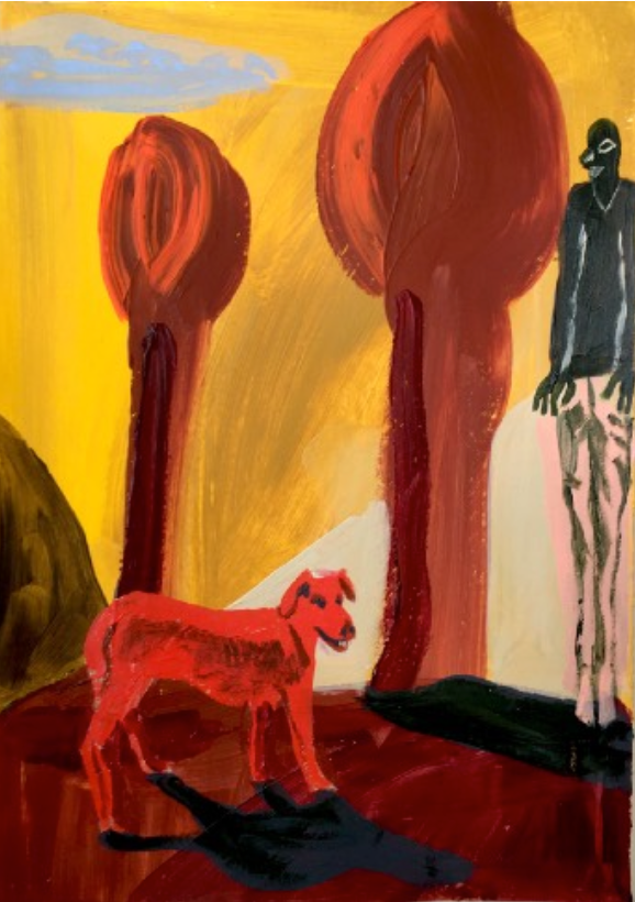 Lévitation au chien orange