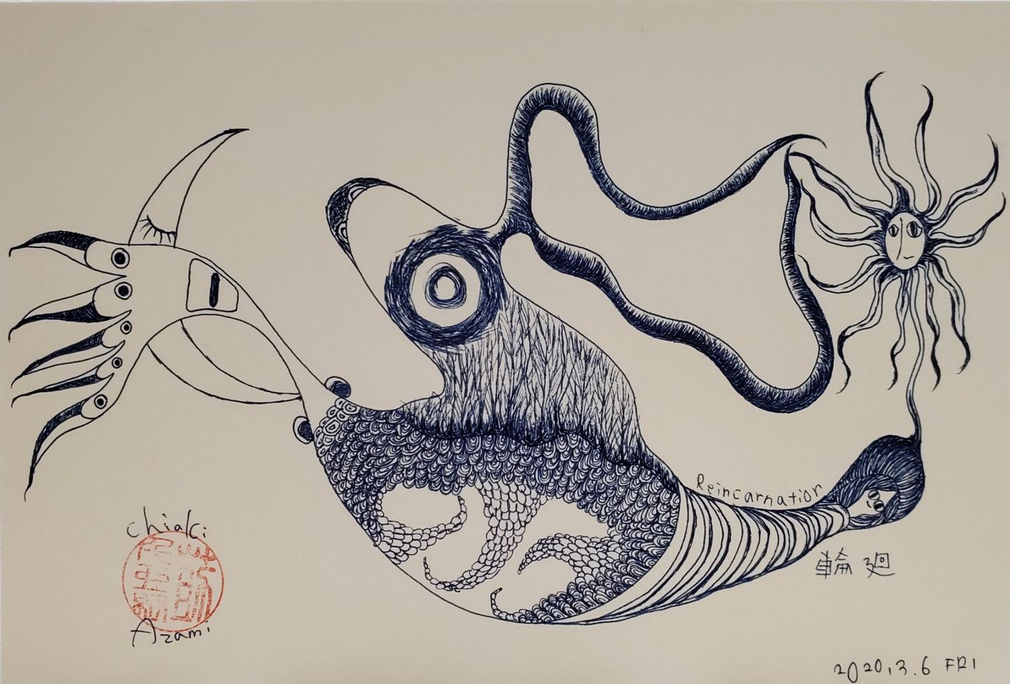 Chiaki Azami — Correspondances #1 — original postcard artwork