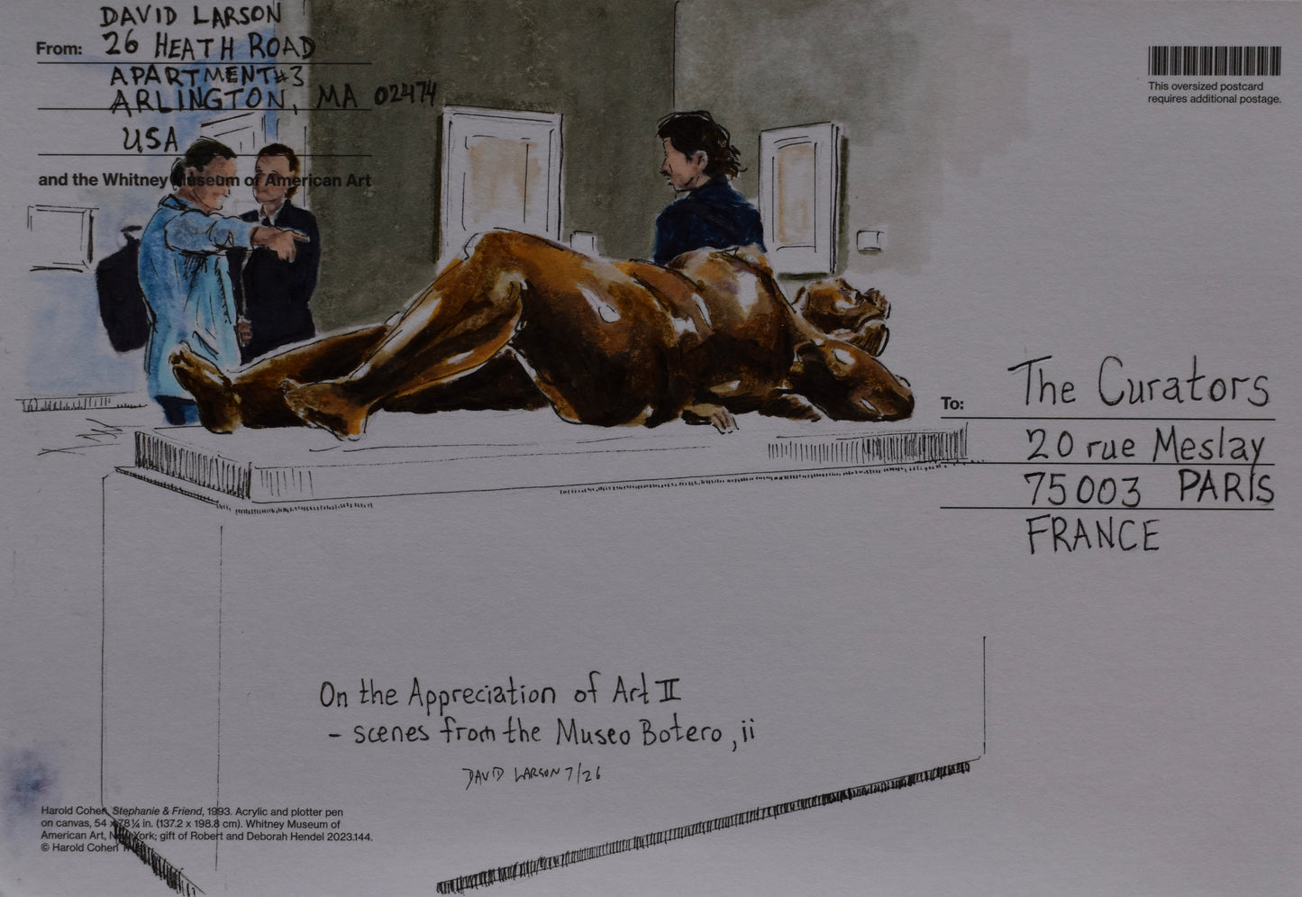 David Larson — Correspondances #2 — original postcard artwork