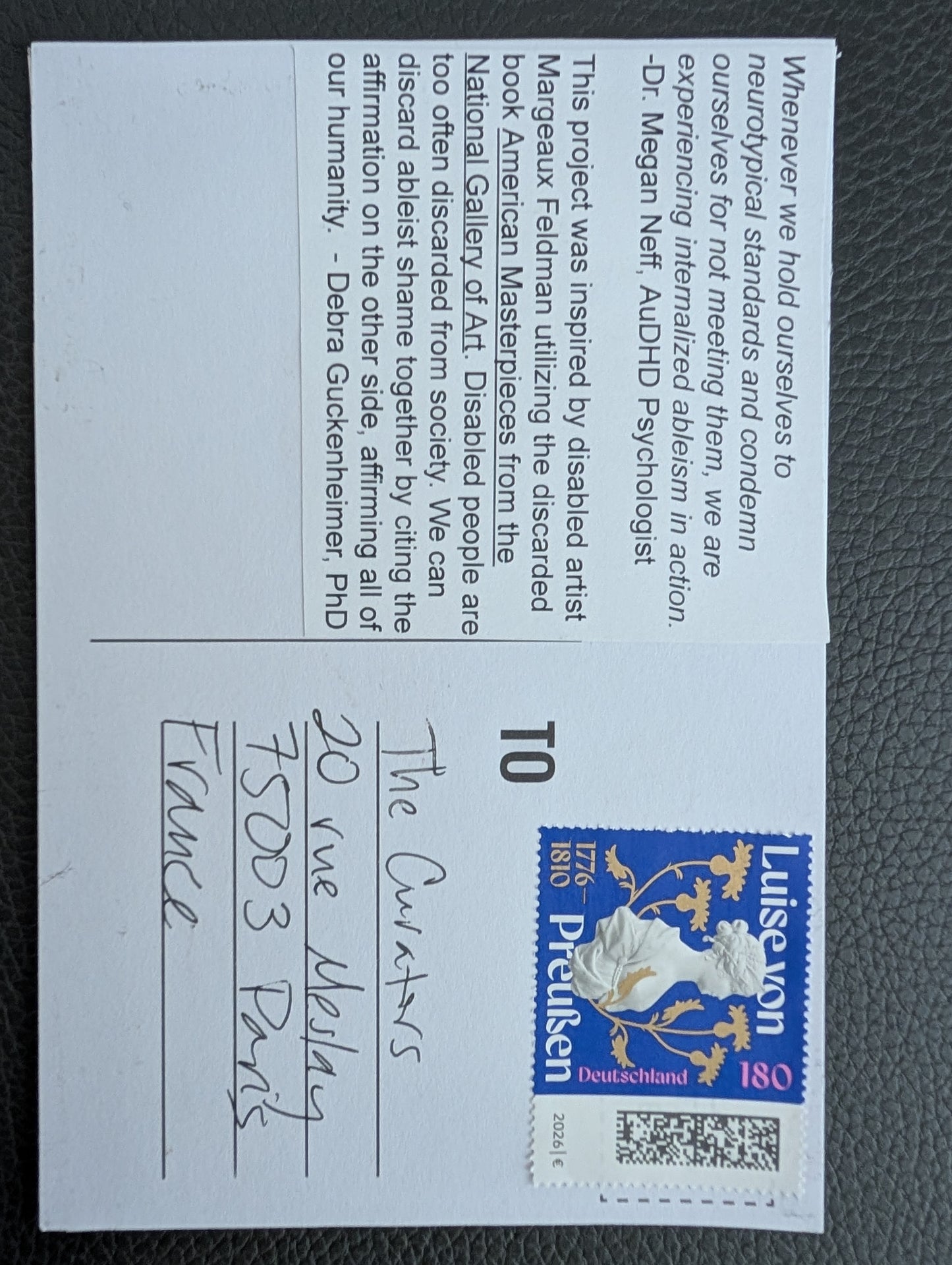 Debra Guckenheimer — Correspondances #3 — original postcard artwork