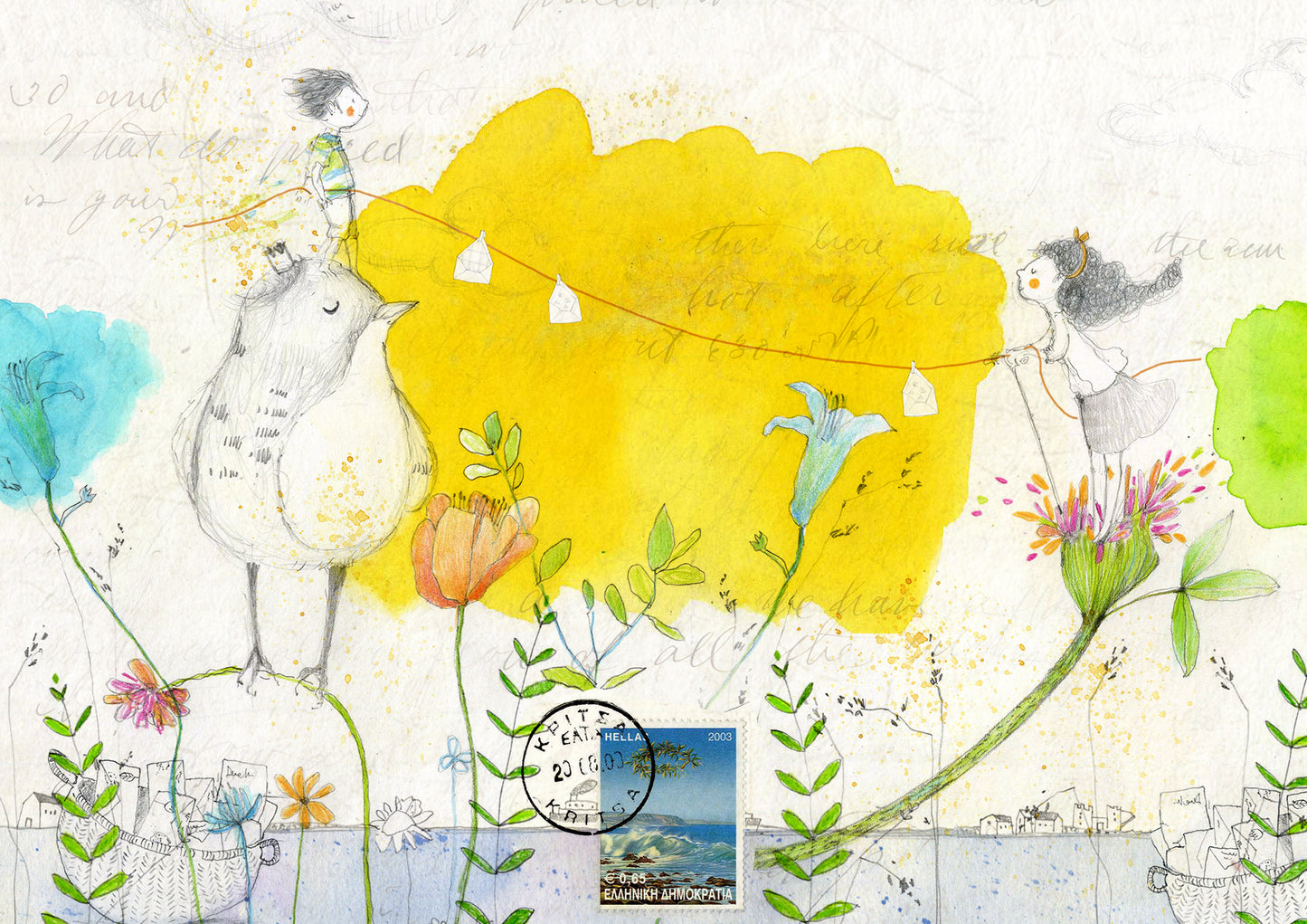 FRANCESCA QUATRARO — Correspondances #1 — original postcard artwork