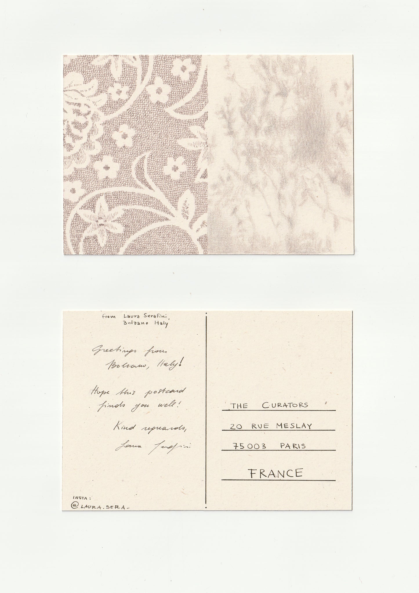 Laura Serafini — Correspondances #3 — original postcard artwork