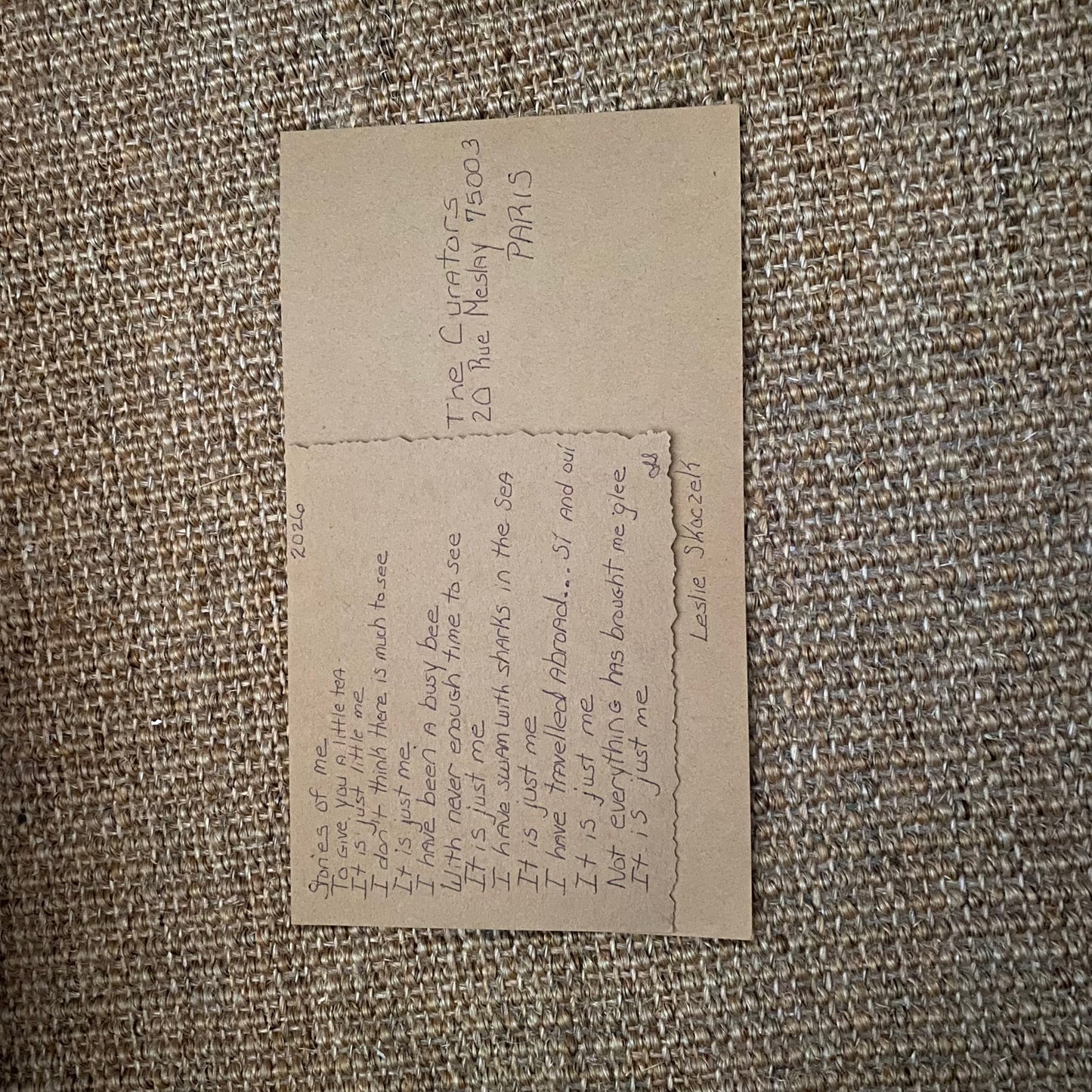 Leslie Skoczek — Correspondances #2 — original postcard artwork
