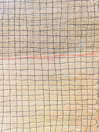 Stitched Line on Hessian with Cream