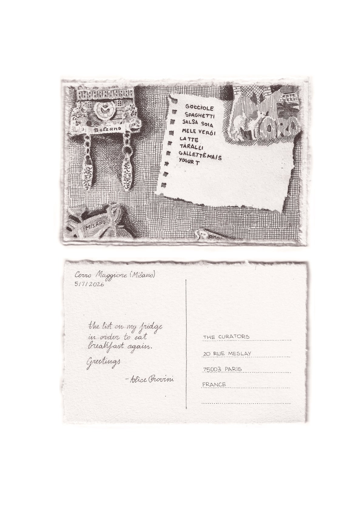Alice Provini — Correspondances #3 — original postcard artwork