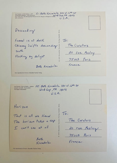 Beth Krumholz — Correspondances #1 — original postcard artwork