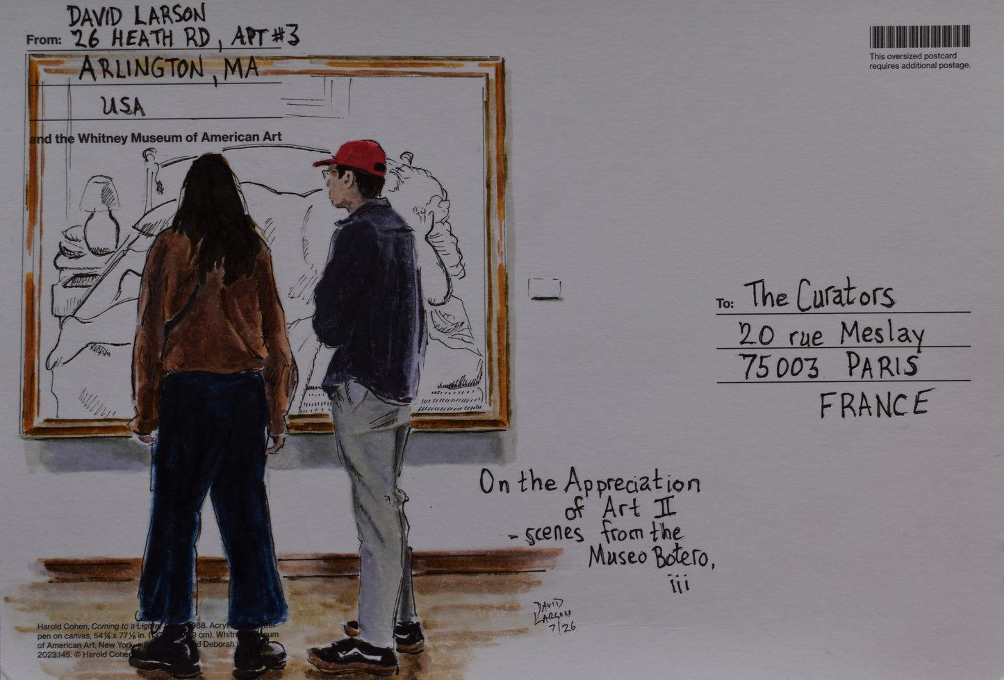 David Larson — Correspondances #3 — original postcard artwork