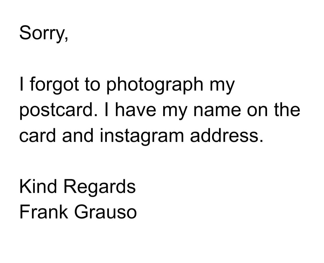 Frank Grauso — Correspondances #1 — original postcard artwork