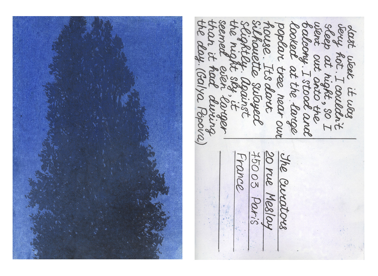 Galya Popova — Correspondances #1 — original postcard artwork