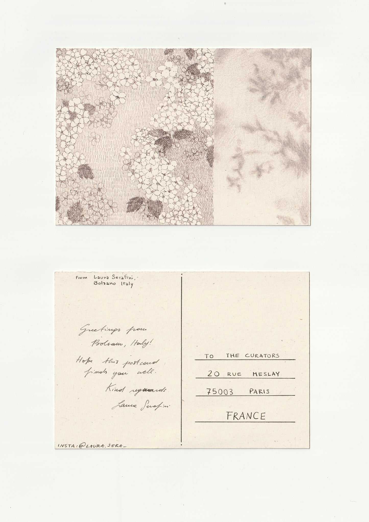 Laura Serafini — Correspondances #1 — original postcard artwork