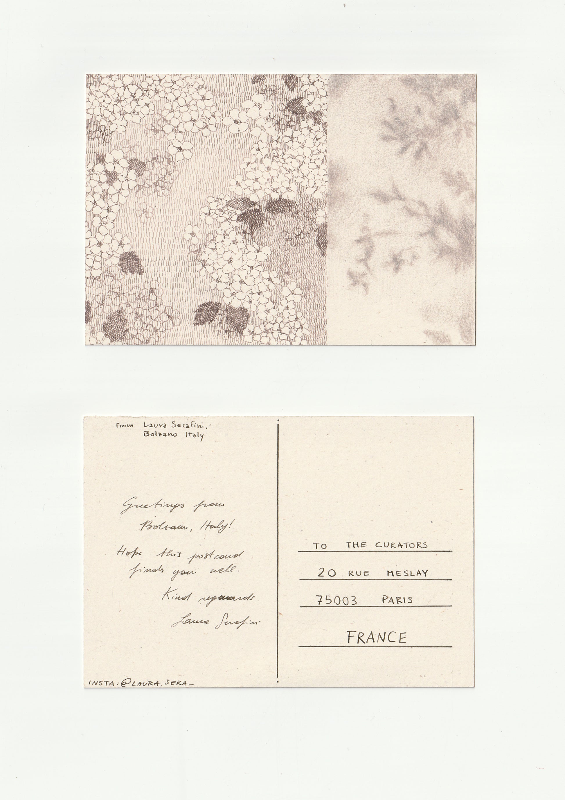 Laura Serafini — Correspondances #1 — original postcard artwork