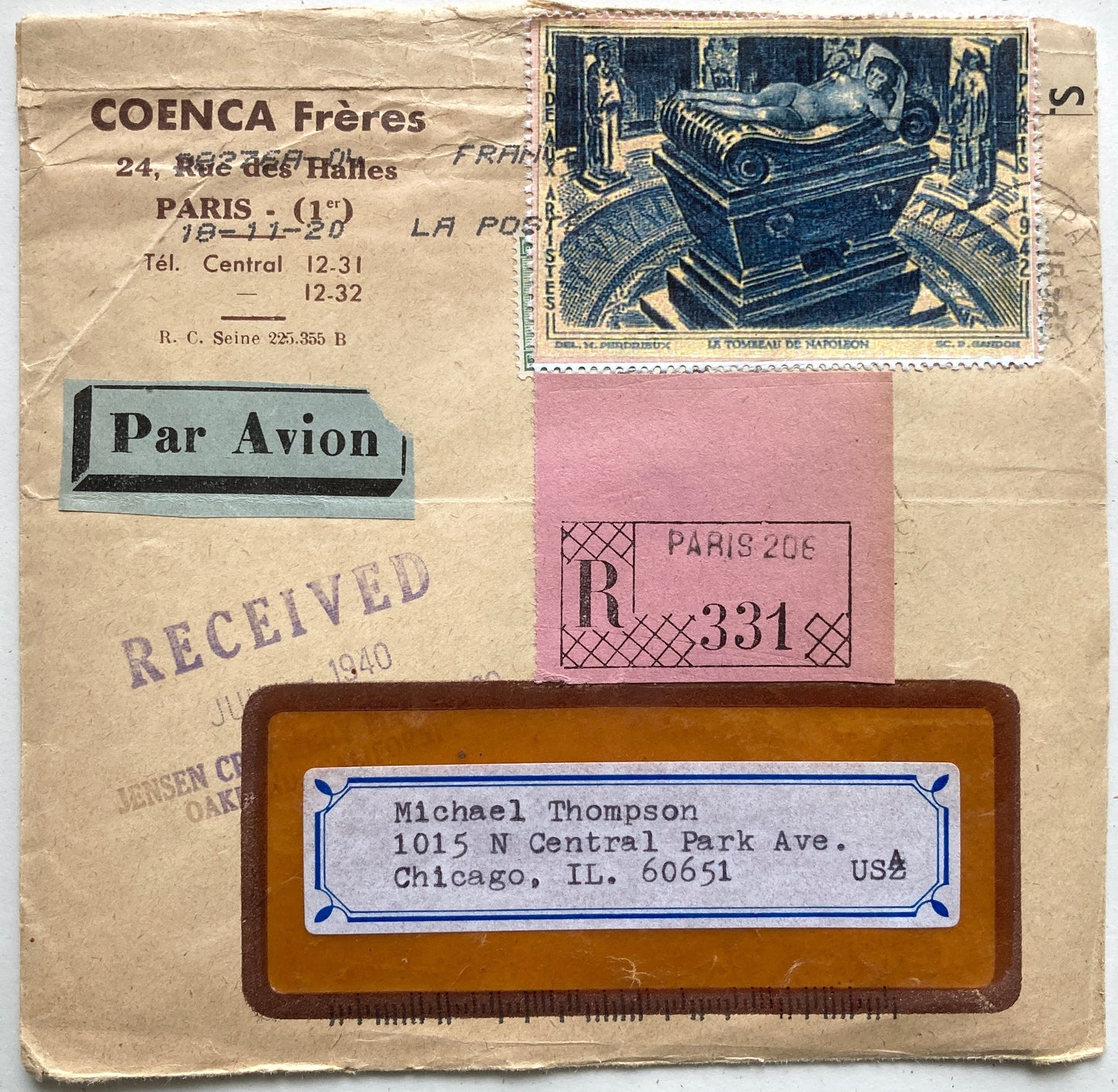 Michael Thompson — Correspondances #1 — original postcard artwork