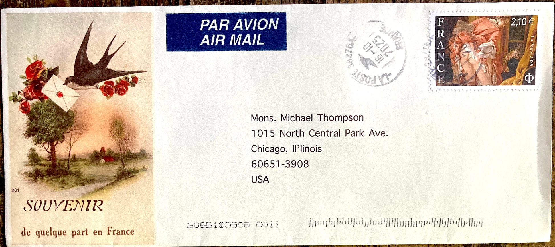 Michael Thompson — Correspondances #3 — original postcard artwork