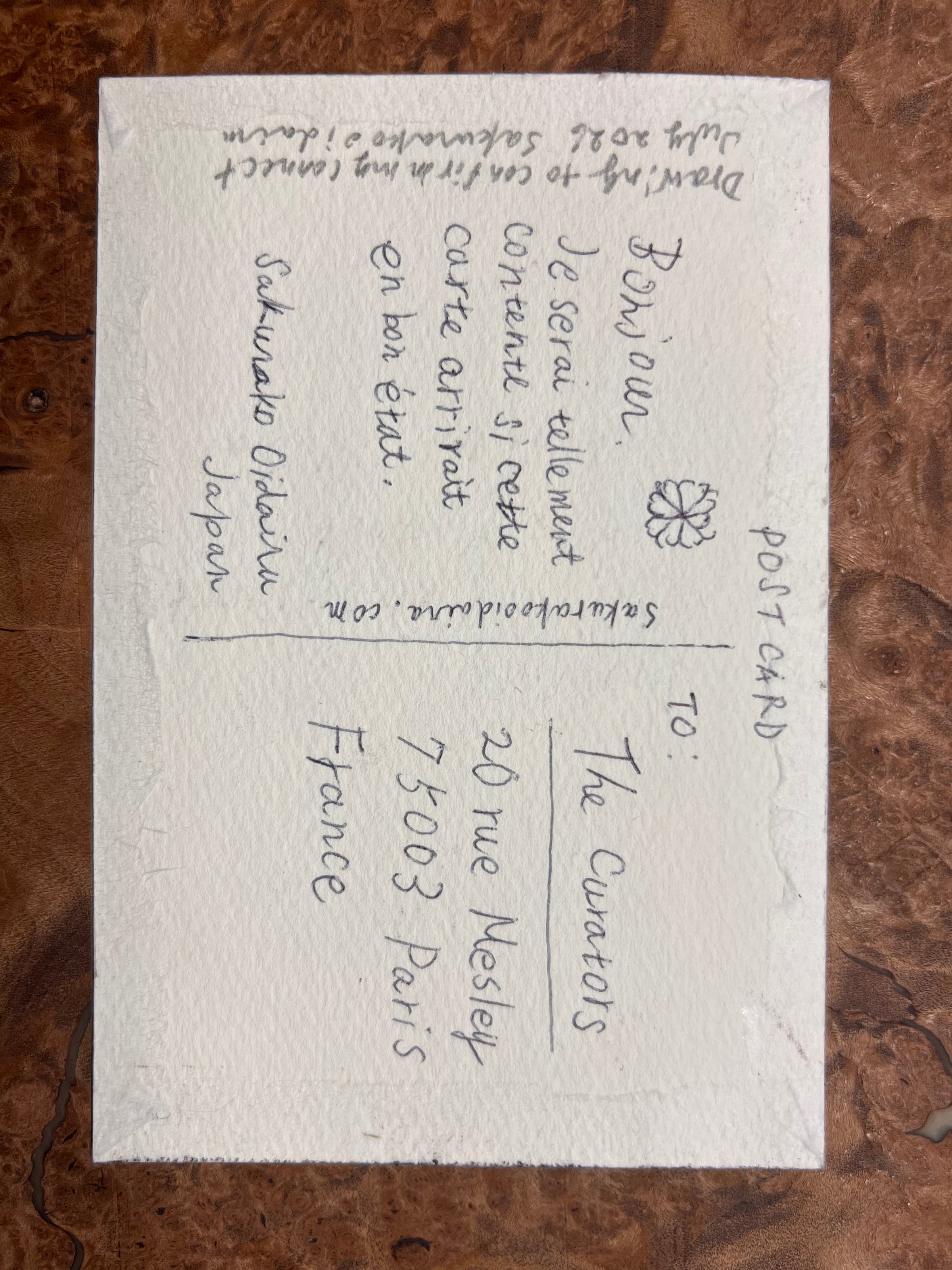 Sakurako Oidaira — Correspondances #2 — original postcard artwork