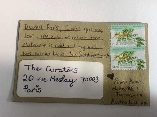 emma Amos — Correspondances #2 — original postcard artwork