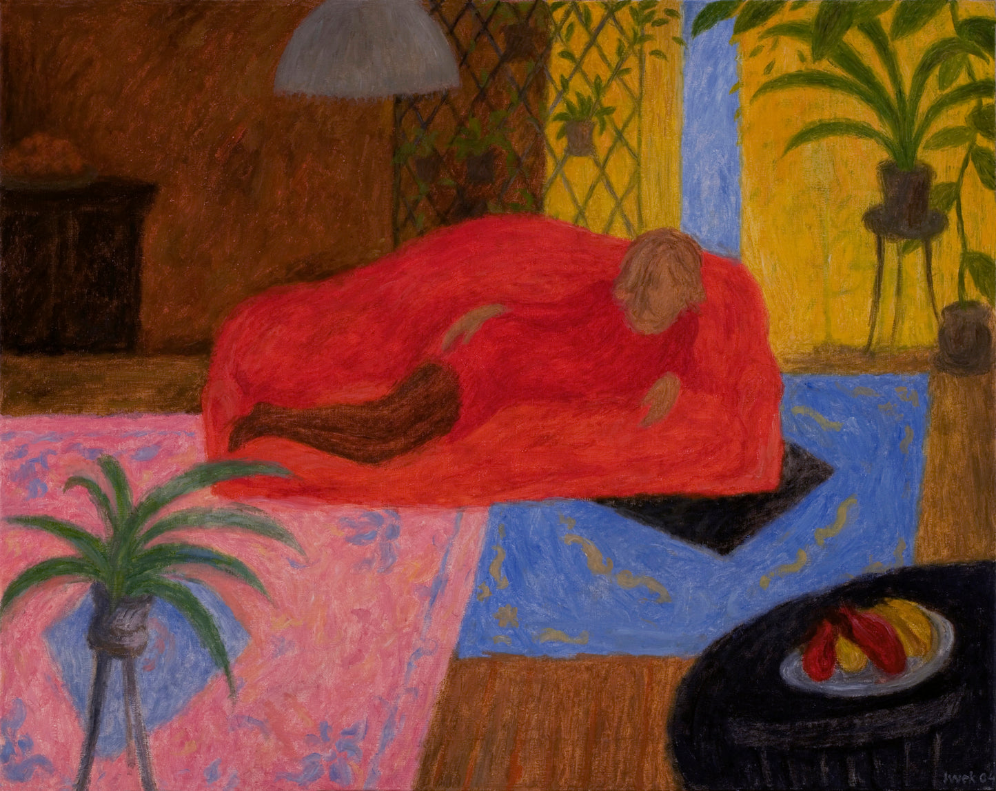 Woman on a Red Couch